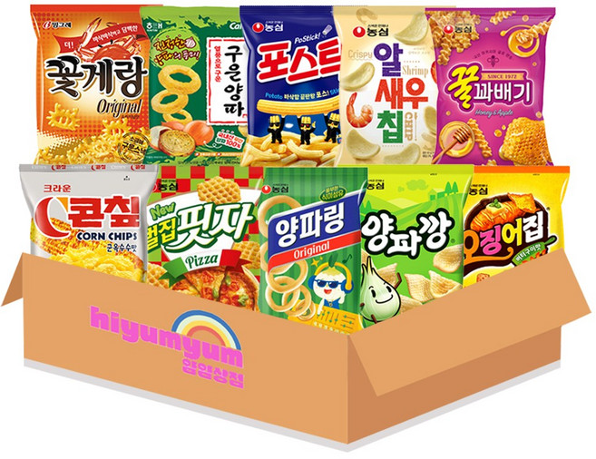 인기과자모음 종합과자선물 10종 (콘칲+구운양파+벌집핏자+알새우칩+포스틱+양파깡+오징어집+양파링+꽃게랑+꿀꽈배기) 773g, 1개, 종합선물10종세트