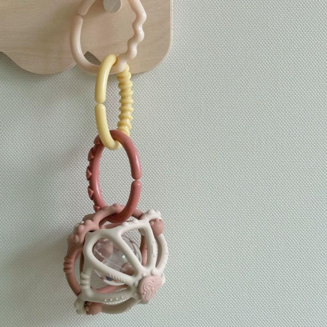 엔밀리밀리 젤리볼 말랑한 실리콘 치발기 딸랑이 아기 공, 밀크핑크, 1개