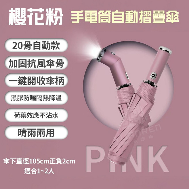 60骨抗風自動傘 105cm大傘面 輕量抗UV折疊傘