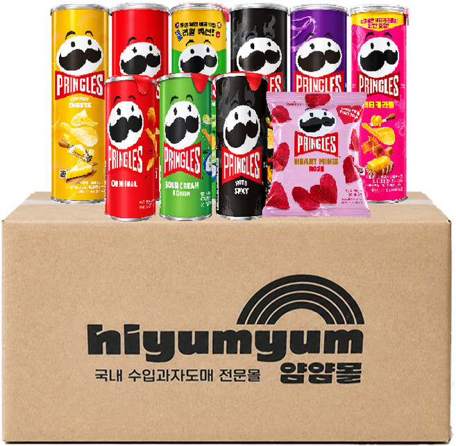 푸짐한 프링글스 10종세트(오리지날+치즈+샤워&어니언+핫스파이시+버터카라멜+스윗어니언+오리지널+사워크림&어니언+하트미니로즈)