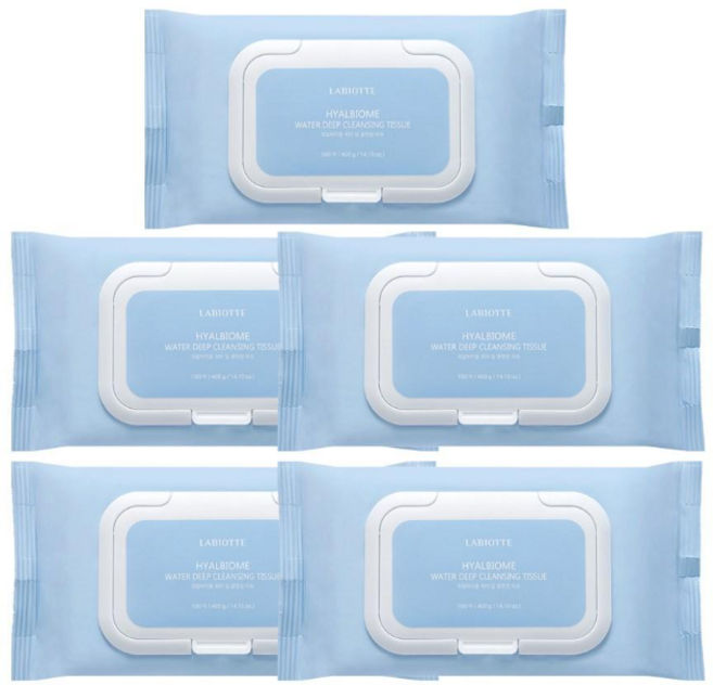 히알바이옴 워터 딥 클렌징 티슈, 5개, 100매입