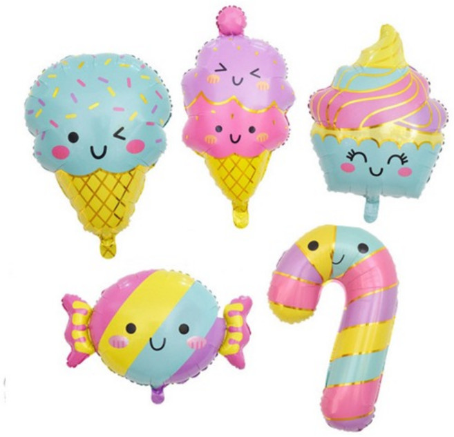5개 세트 캔디 디저트 케이크 아이스크림 캐릭터 어린이 이벤트 은박 풍선 DHV