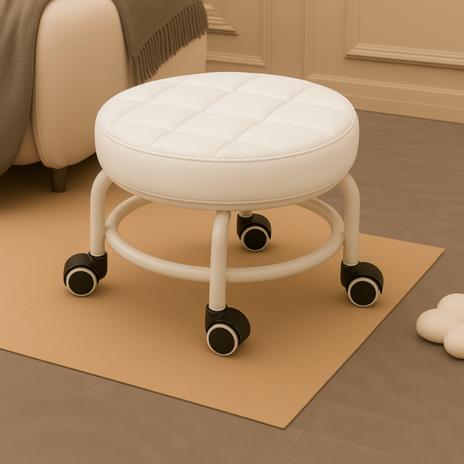 잇템스 쿠션있는 튼튼한 앉은뱅이바퀴의자 바닥의자, 1_아이보리