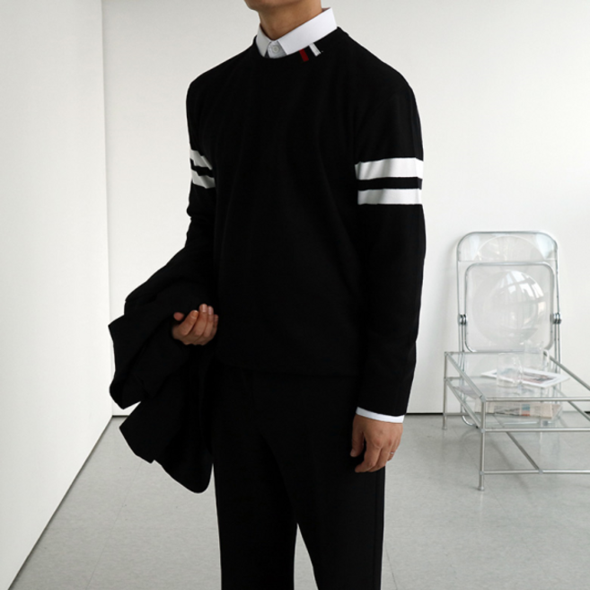 맨즈북 겨울 출근룩 남성 정장스웨터 삼선 캐시미어니트