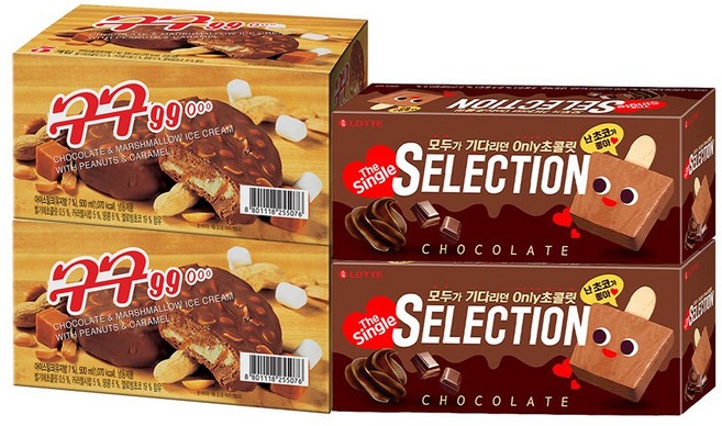 구구 99 x2 + 셀렉션 더싱글초코 x2, 4개, 500ml