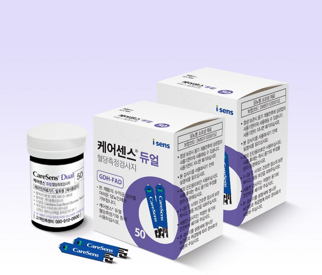 케어센스 듀얼 혈당측정검사지 100매, 2개, 50개입
