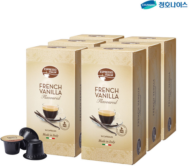 청호나이스 에스프레카페 이탈리아 커피캡슐 프렌치바닐라 6Box (96캡슐)_정품인증, 97.6g, 16개입, 6박스, 97.6g