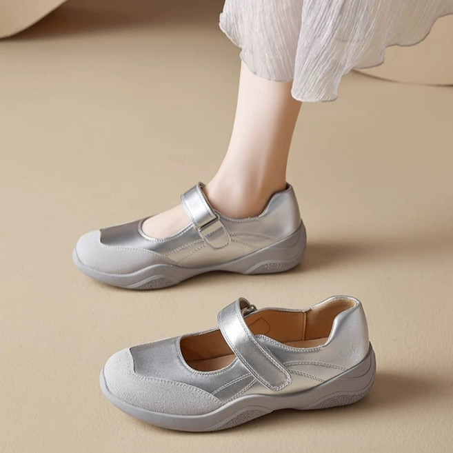 ANYOU 여성용 키높이 메리제인슈즈 벨크로 슬립온 여자로퍼 발편한운동화