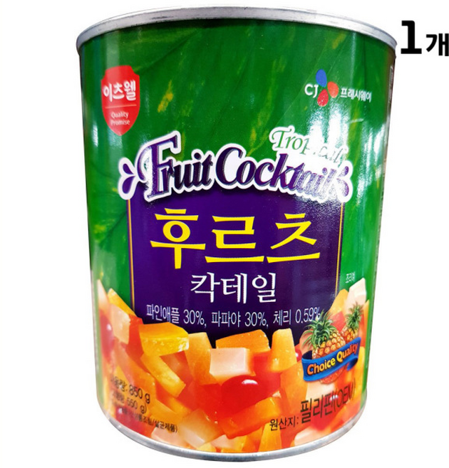 후르츠 칵테일 통조림 과일 팥빙수 캔 믹스 화채, 1개, 850g