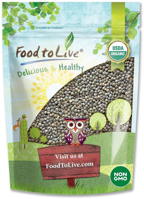 Food to Live 유기농 프랑스산 녹색 렌틸콩 (통건조 콩), 1개, 454g