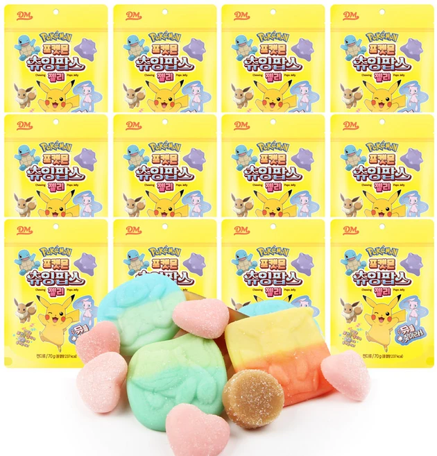 포켓몬 츄잉팝스 젤리 캐릭터 대용량 어린이간식, 12개, 70g - 쿠팡
