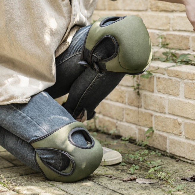 리소움 빵빵쿠션 간편착용 무릎보호대, 카키, 2개