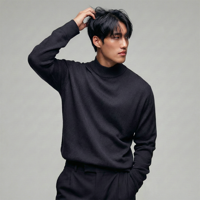 편옷사 남자 모던 캐시 모크넥 무지 반목니트