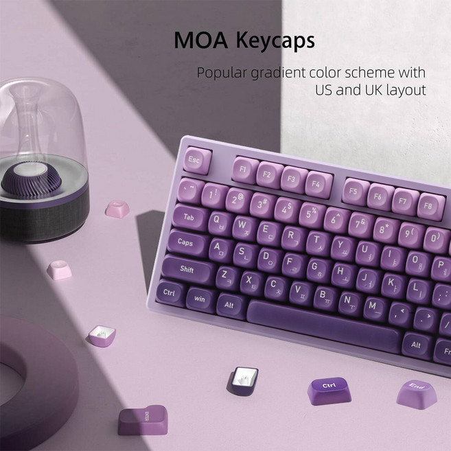 MOA 높이 PBT 키캡 134키 풀세트 MX축 호환 5면 승화 (한영 각인), JBZ134, 그라데이션 퍼플