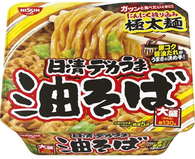 일본컵라면 닛신식품 데카우마 아부라소바 157g×12개, 12개