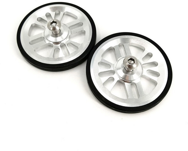 알루미늄 베어링 휠 플랫 고무 이지휠 브롬톤 리어 랙 이지휠용 라이트프로, 1개, 2. Silver 1Pair