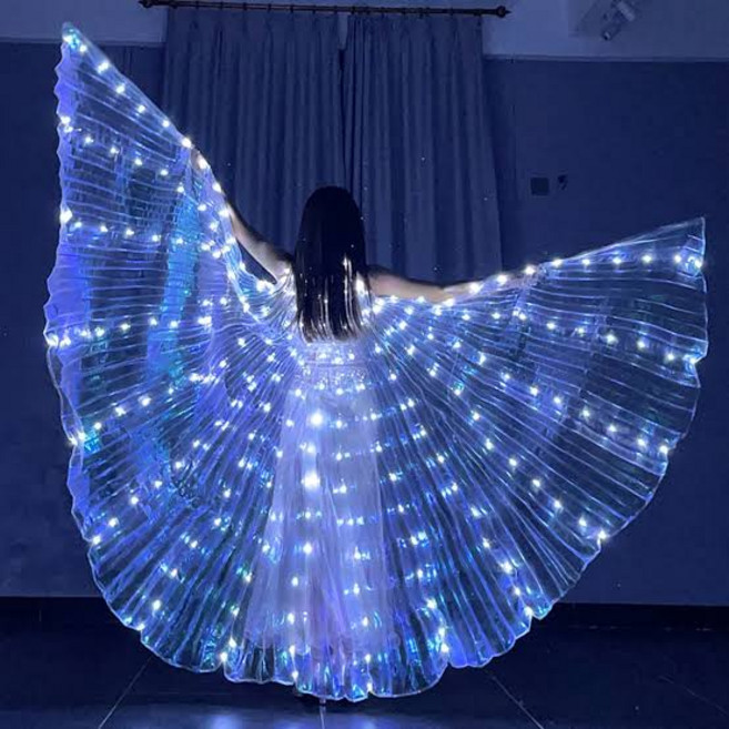 아동용 화이트 LED 날개 110cm 어린이 코스프레 파티 공연용 빛나는 날개 dance wings kids