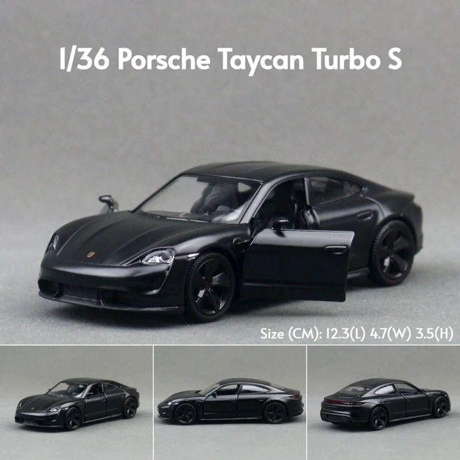 1/36 를위한 포르쉐 Taycan 장난감 자동차 모델 RMZ CiTY 다이 캐스트 슈퍼 스포츠 어처 풀백 컬렉션 소을, 01 검정색