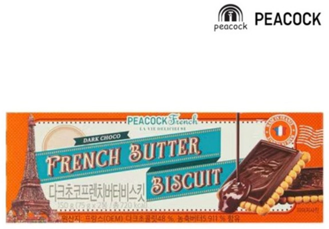 피코크 다크초코프렌치 버터비스킷 150g x 1개, 4개