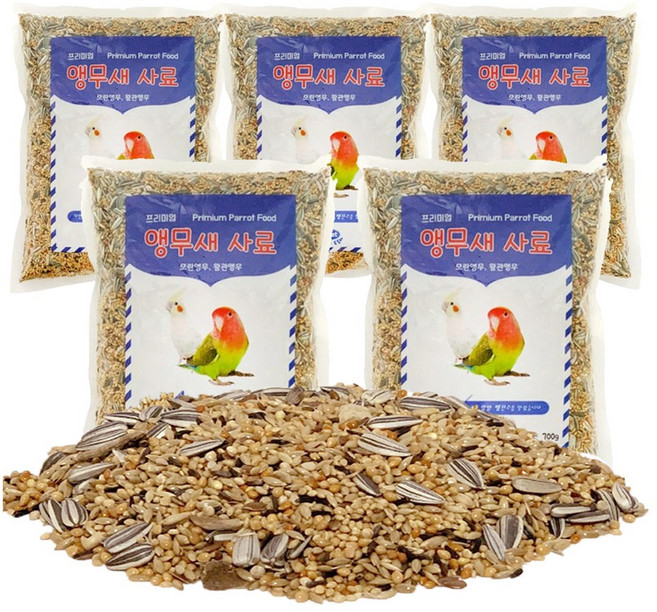 리아펫 프리미엄 앵무새 사료 모란 왕관, 700g, 5개