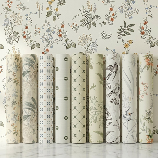 서플라이랩 셀프 도배 붙이는 접착식 패턴 포인트 벽지 방수 방염 곰팡이방지, 9잔꽃핑크