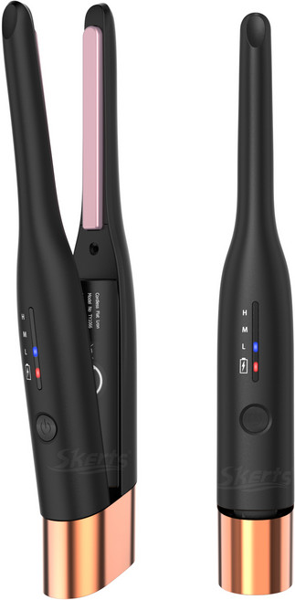 WINKDRAGON 무선 미니 뿌리볼륨 고데기 PTC발열 3단 온도조절 뿌리 볼륨 미용실뽕 매직기 앞머리매직 판고데기 고데기추천 미니고데기 4800mAh, yt1066, 블랙골드