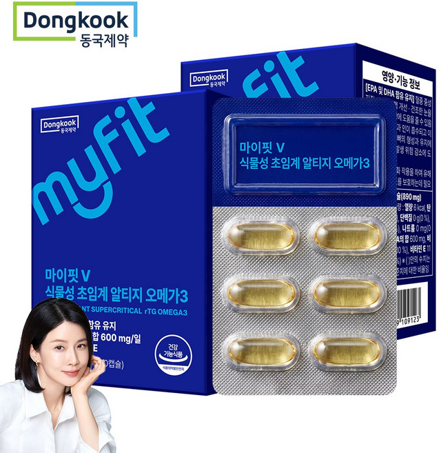 동국제약 마이핏 이보영 식물성 초임계 알티지 rTG 오메가3, 2박스, 30정