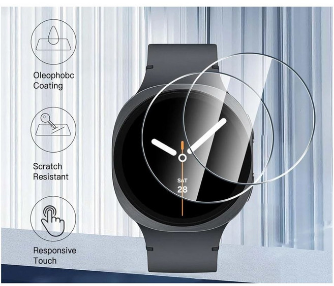 [마오르]호환 갤럭시워치8 보호필름 44미리 강화필름 강화유리 3장, 갤럭시워치8 보호필름 44mm, 1개