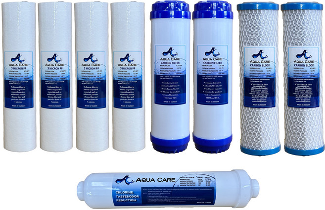 Aqua Care關心水 一年分逆滲透初過濾 後置濾芯組 適用於RO機/逆滲透, 1套, AQ-SET-1Y