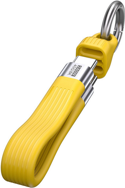 투에이비 PD 240W C to C 초고속 충전/데이터 전송 키링 숏 케이블, 1개, 옐로우, 13cm