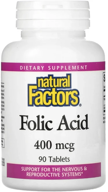 Natural Factors 엽산 400mcg 90정 - 쿠팡