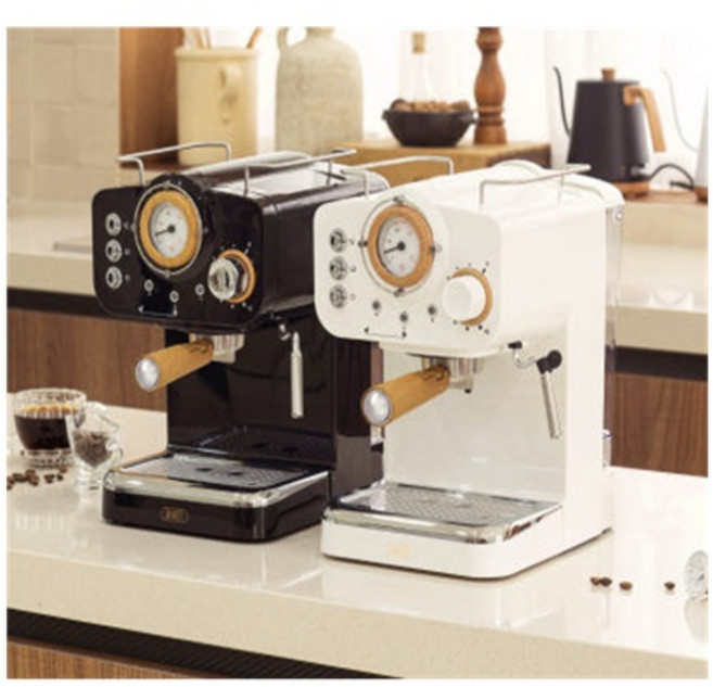플랜잇 커피머신 가정용 사무실 에스프레소 원두 커피 머신기 기계, 화이트