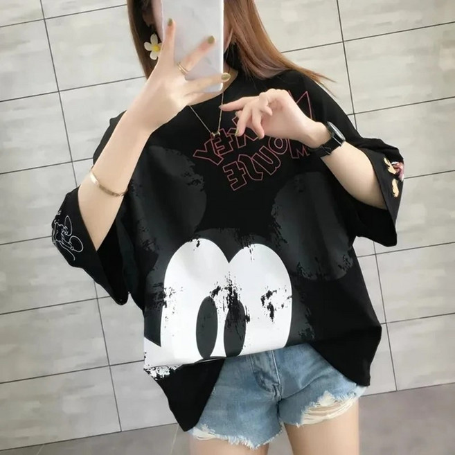 [PINK LITCHI]여성 반팔티 미키 티셔츠 캐주얼 QLTT328MN09