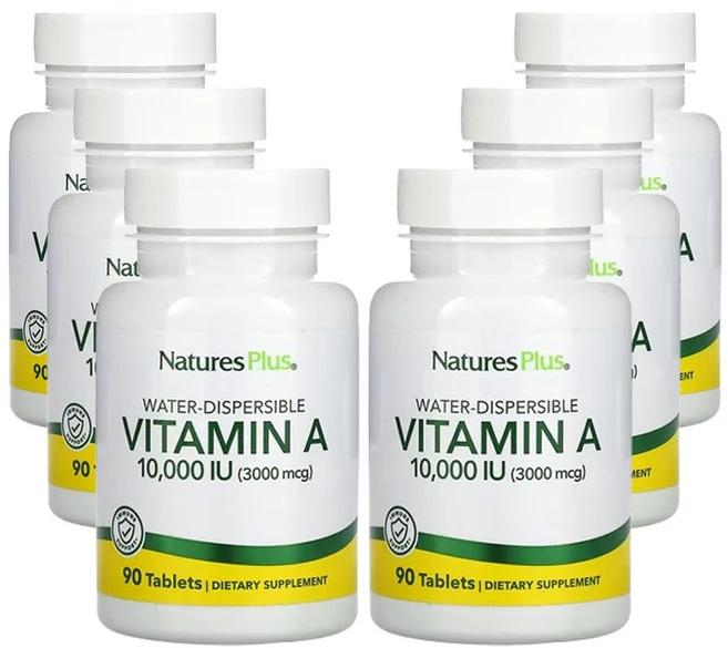 네이쳐스플러스 수분산성 비타민 A 10 000 IU(3 000mcg), 6개, 90정 - 쿠팡