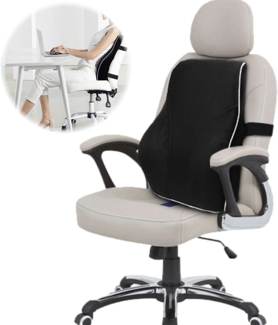 AL컴퍼니 프리미엄 메모리폼 허리 등받이 쿠션 차량용 의자용, 1개, 블랙