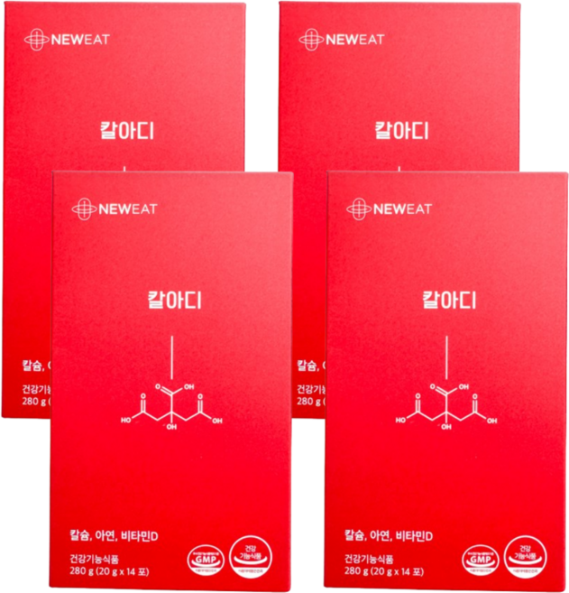 칼아디 뉴잇 칼슘 아연 비타민D 젤리스틱 사과맛 비타민젤리스틱, 4박스, 14회분