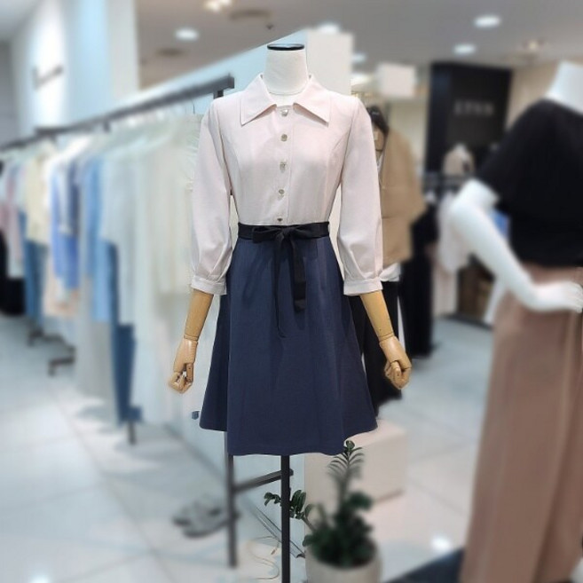 잇미샤 잇미샤 텍스처블록플레어원피스(ITP5WOP150)_DG