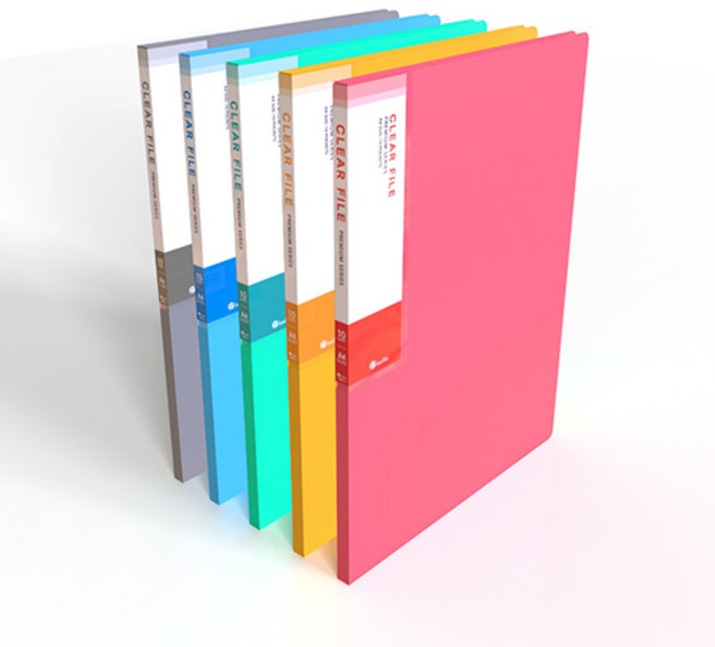 [인터탑] A4 프리미엄 클리어 파일 고급형 10매 20매 40매 5개팩, 분홍, 40매 (5개), 1세트