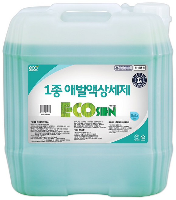 애벌 기름때제거에 효과빠른 젤타입 에코지엥 1종 애벌 액상 담금 세제, 1종 애벌액상담금세제 말통형 18.75L, 1개