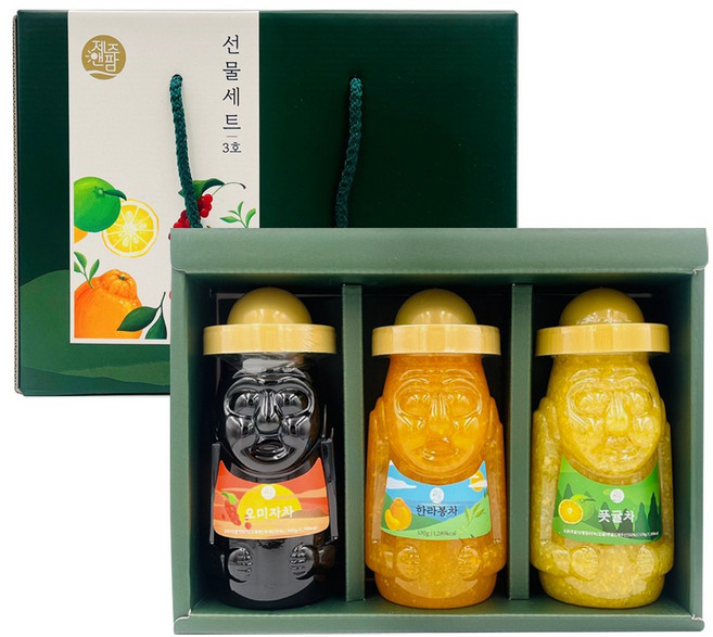 제주 차 선물세트 3호 1740g 오미자 한라봉 풋귤 여행선물 답례품 기념품, 570g, 1개, 3개입