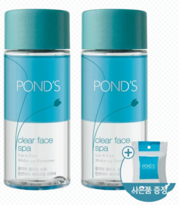 폰즈 클리어 훼이스 스파 립앤아이 메이크업 리무버 120ml 2개 +증정폰즈 화장솜 30개입, 립&아이 메이크업 리무버 120ml+120ml, 선택안함
