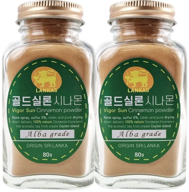 풍미가 깊은 랑카스 골드 실론 시나몬 가루, 80g, 2개 - 쿠팡