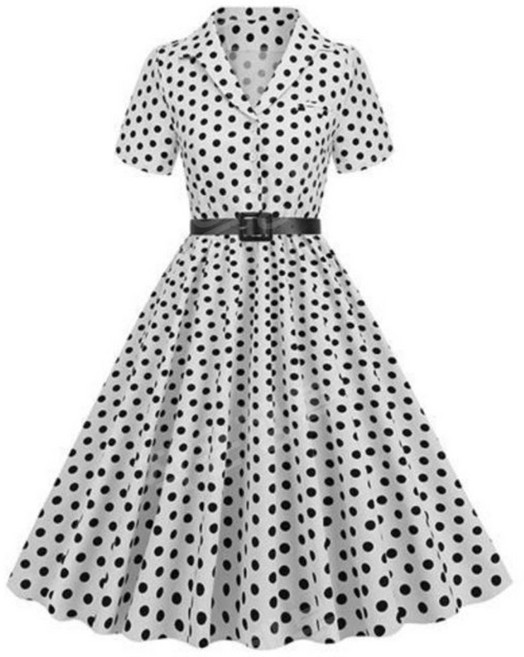 라엔 빈티지 땡땡이 슬림핏 원피스