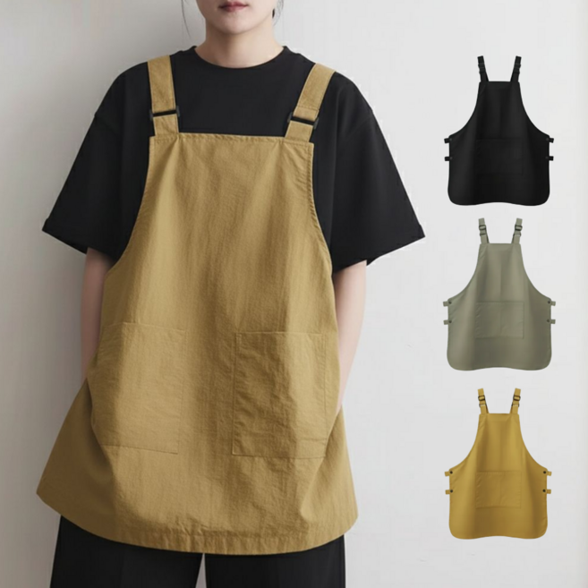 루비엔 방수 카페 앞치마 빅사이즈 초경량, 1개, 타슬론 머스타드