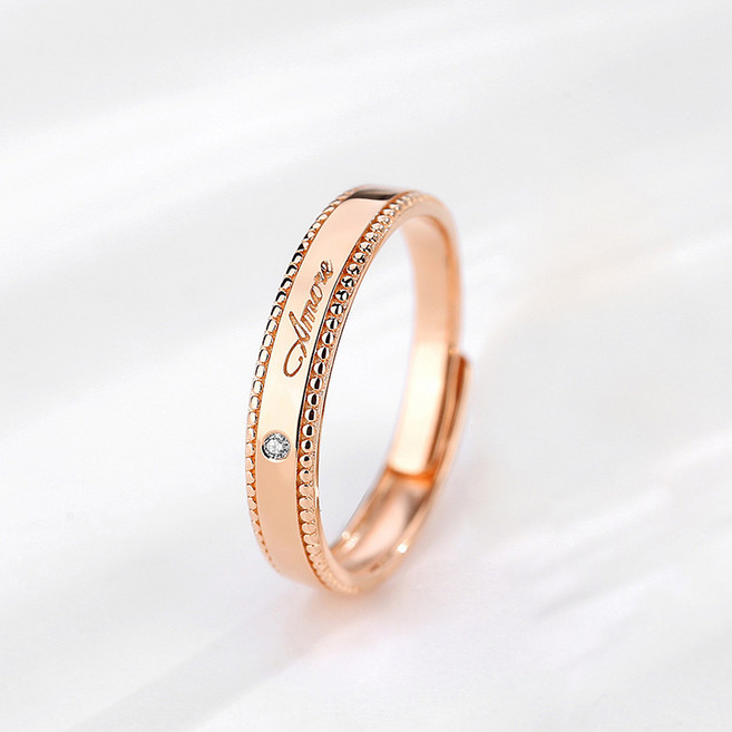 【아침 햇살】모든 스타 커플 반지 스털링 실버 남성과 여성의 쌍 간단한 빛 럭셔리 클래식 로즈 골드 쌍 반지 패션 Ins 패션