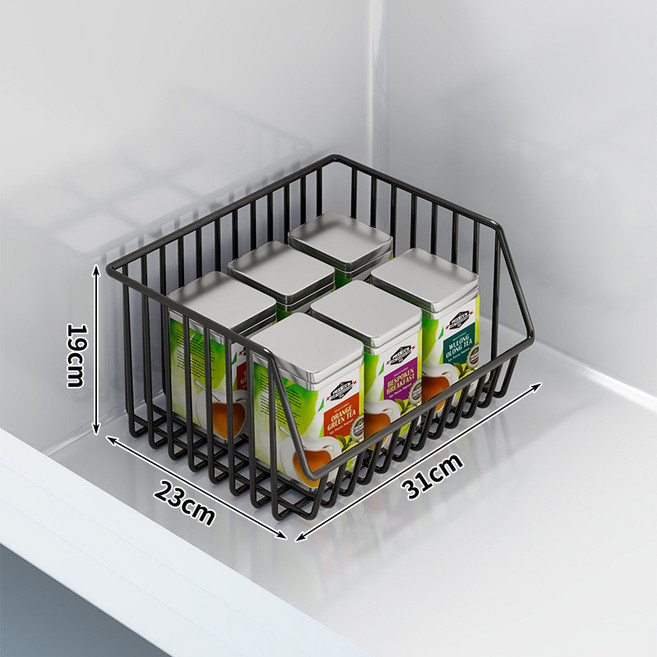 冰櫃內部置物架可疊加隔層架子冰箱多層分隔框吊籃食品收納筐, 1個, 黑色單層中號