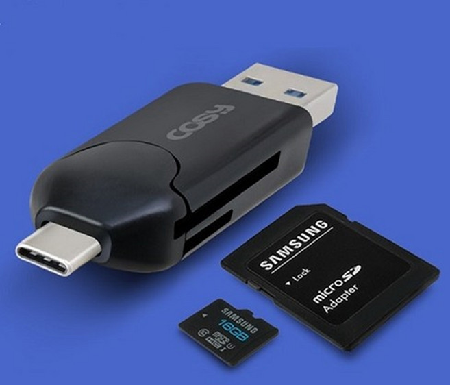 코시 타입C USB3.0 OTG 멀티 카드리더기 SD카드 MiCROSD카드 스마트폰 네비게이션 블랙박스 메모리 PC, 블랙, CR3440C, 1개