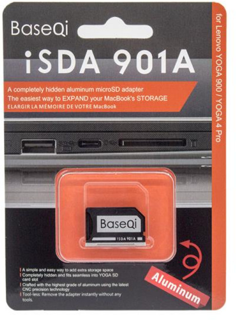 BaseQi-레노버 901A 알루미늄 스텔스 드라이브 마이크로 SD 메모리 카드 어댑터 레노버 요가 900 및 4 프로, 1개