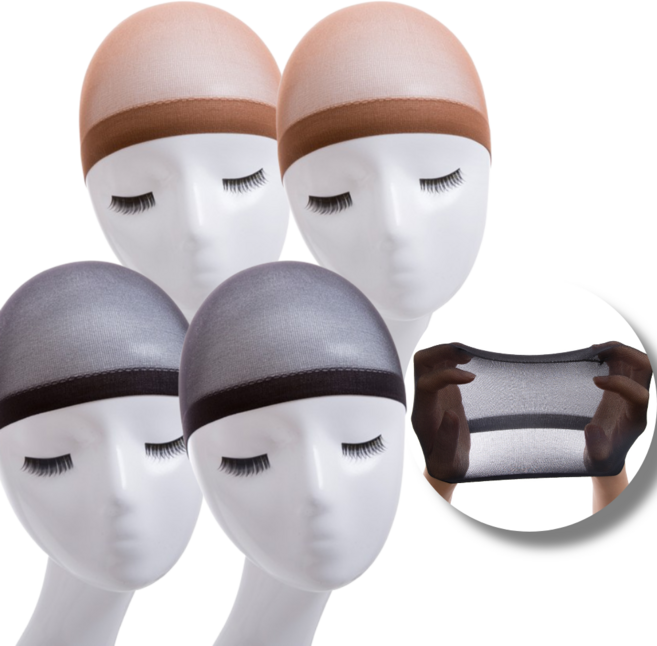 주니니몰 가발망 4개세트 가발캡 블랙 살색, 1개, 스킨2+블랙2