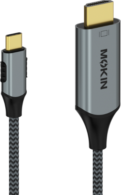 MOKIN Type-C 轉 HDMI 4K@60Hz 編織線, 鋁殼黑線, 1個, 1.8m
